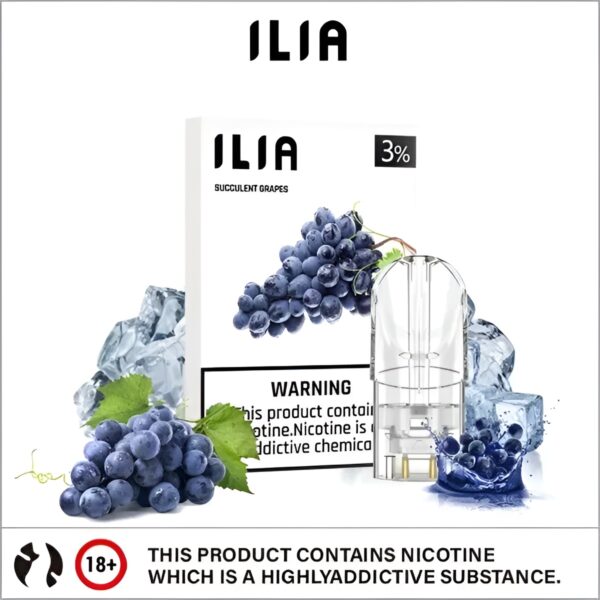 ILIA煙彈-多肉葡萄 ILIA煙彈 哩啞霧化彈 通用悅刻Relx主機一代 3顆/盒