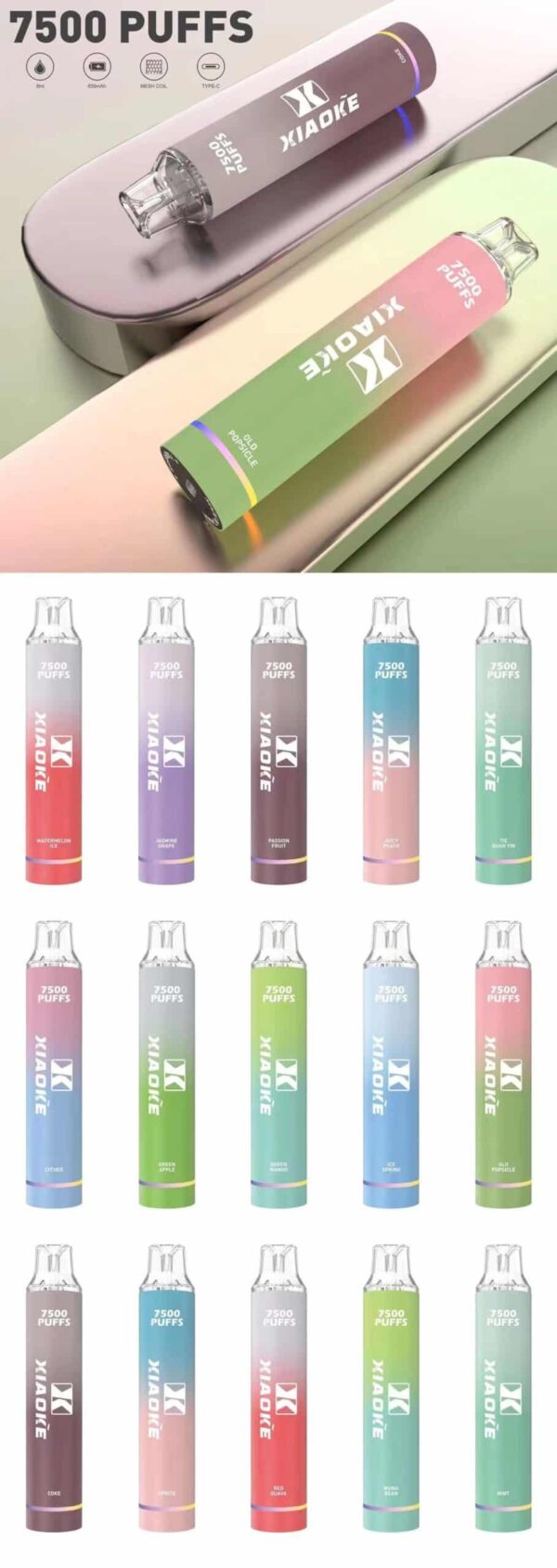 1-1-scaled-1.jpg XIAOKE 7500 PUFFS 梟客棄式抛電子煙 一次性霧化桿推薦·