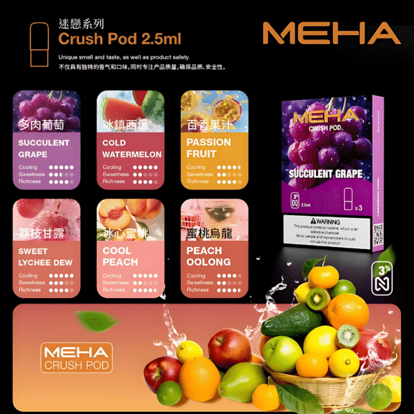 新品上市 Meha五代煙彈 魅嗨霧化彈推薦 一盒三入 2.5ml顆